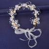 Gold Color Flower Leaf Hairband Tiara For Women Party Crystal Pearl Headband Bridal Wedding Hair Accessories Jewelry Comb Band