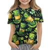 Children's Fashion Casual Short-sleeved St. Patrick Print Crew-neck T-shirt Top