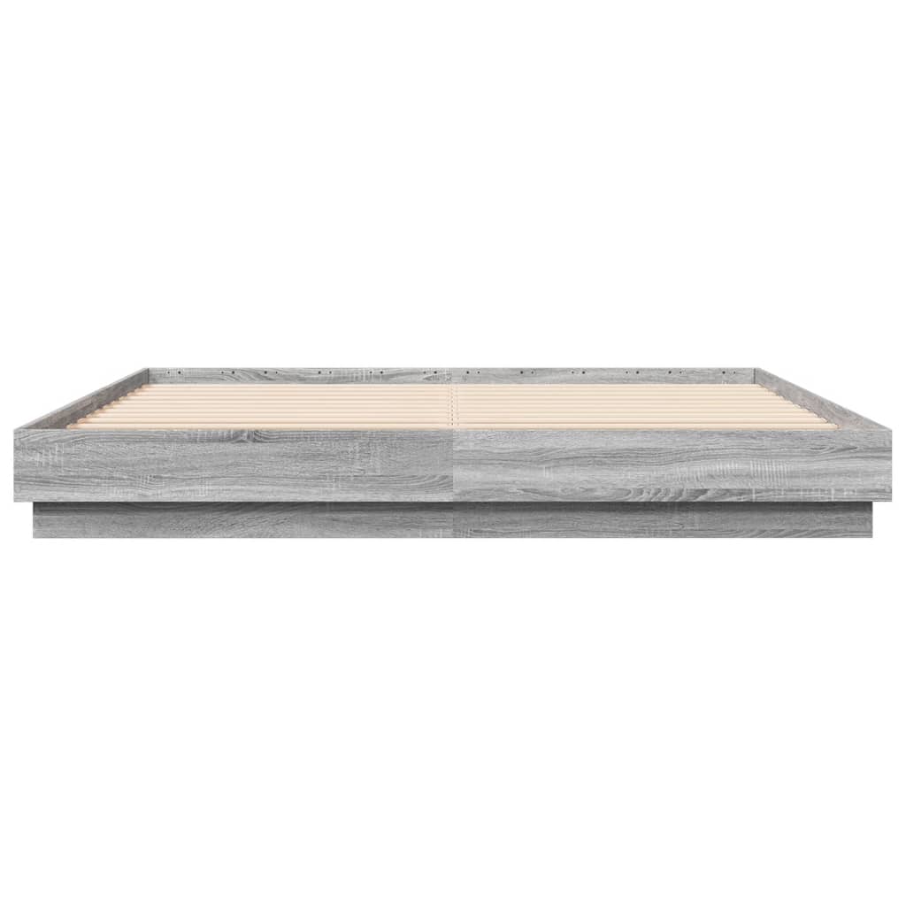 Bed Frame Gray Sonoma 200 X 200 Cm Particleboard