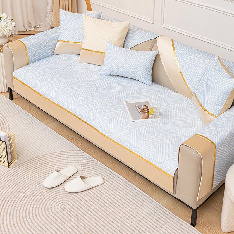 Nordic Simple Ice Silk Sofa Cushion Leather Four-Season Universal Non-Slip Sofa Cover High-Grade Seat Cushion Backrest Towel Cover Cloth