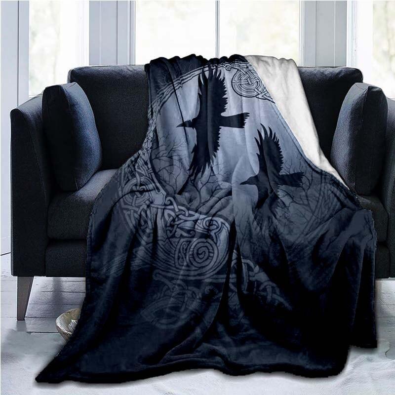 The Vikings Ancient Scandinavian Norse Runes Axes 3D Soft Throw Blanket  Lightweight Flannel Blanket