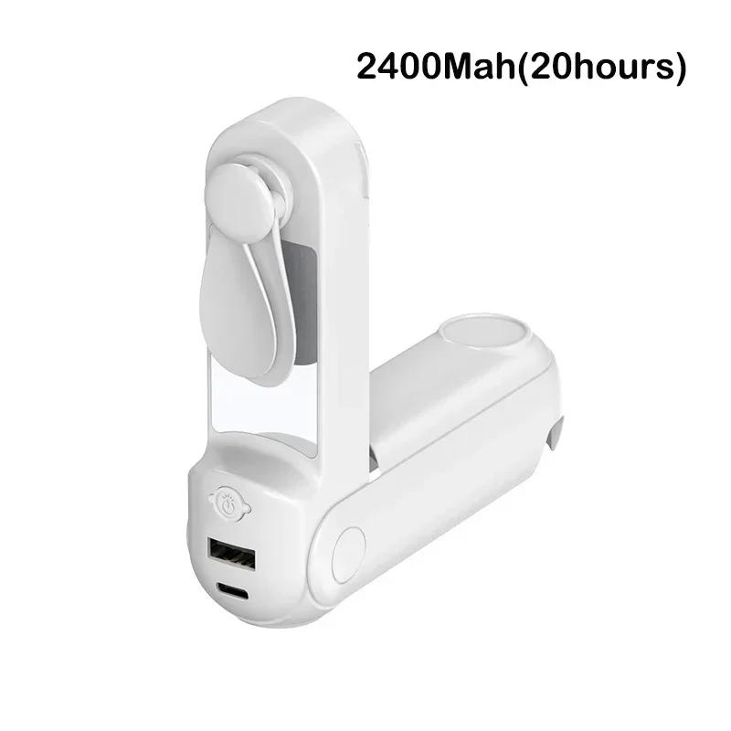 New Handheld Electric Fan USB Desktop Fan with LED Light Portable Mini Small Fan Mobile Phone Charging Bank Phone Stand Students