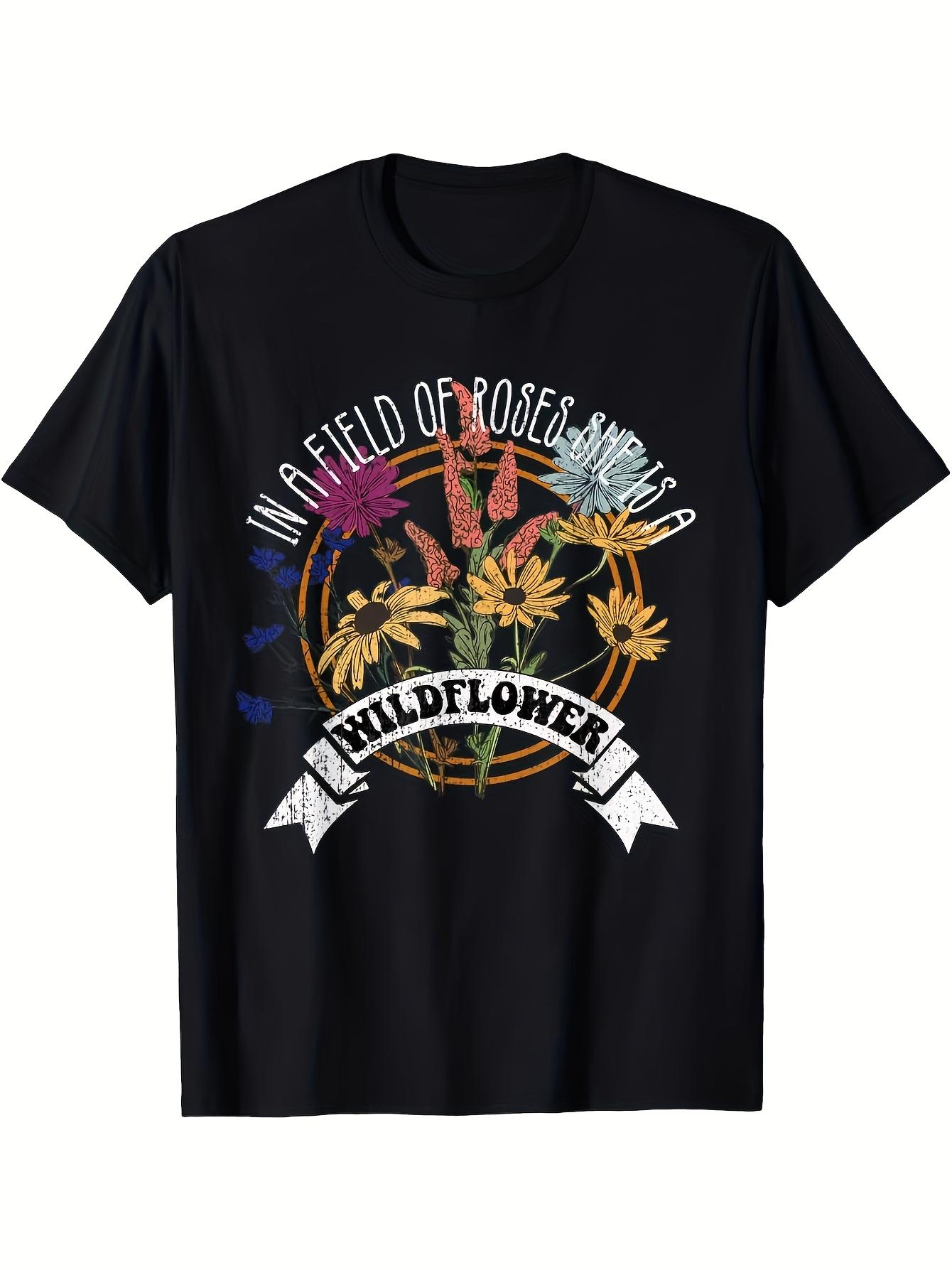 

T-Shirt y2k Boho Field Roses She Black 3XL