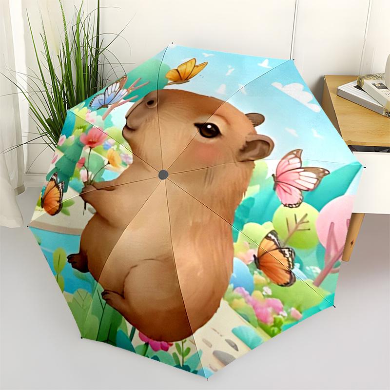 

Capybara Themed Travel Umbrella-8 Ribs Automatic Opening and Closing, Portable Folding Design, Compact and Stylish Umbrella Suitable for Out