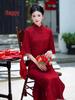 2025 Red Jacquard Lace Qipao: Chinese Style Bridal & Evening Dress for Mother of the Bride