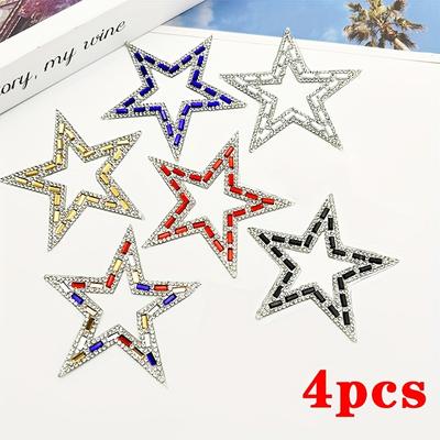 4-pcs: DIY Hollowed-out Star-shaped Self-adhesive Rhinestone Clothing, Graduation Gowns, Loungewear, Fashionable Handmade DIY Outfits
