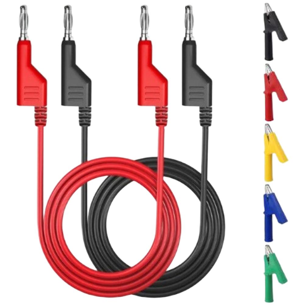 Multimeter Cable Test Leads 4mm Banana with For alligator Clips and Steel Probe Tip for Electrical Testing 1000V 15A