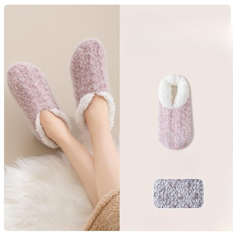Floor Socks for Women, Home, Autumn and Winter, Thickened with Fleece, Warm Sleep Socks, Anti-slip Silicone Foot Warmer, Floor Socks
