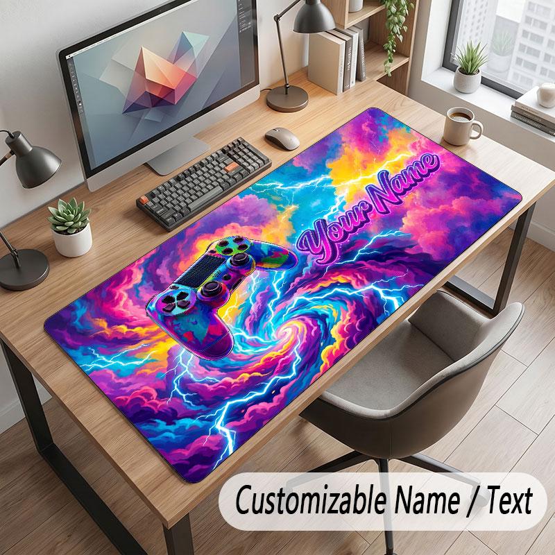 Tapete de Mouse Personalizado com Tema de Controle de Jogo Impressão Personalizada Nome Texto Tapete de Mesa Para Decoração de Mesa de Escritório Doméstico