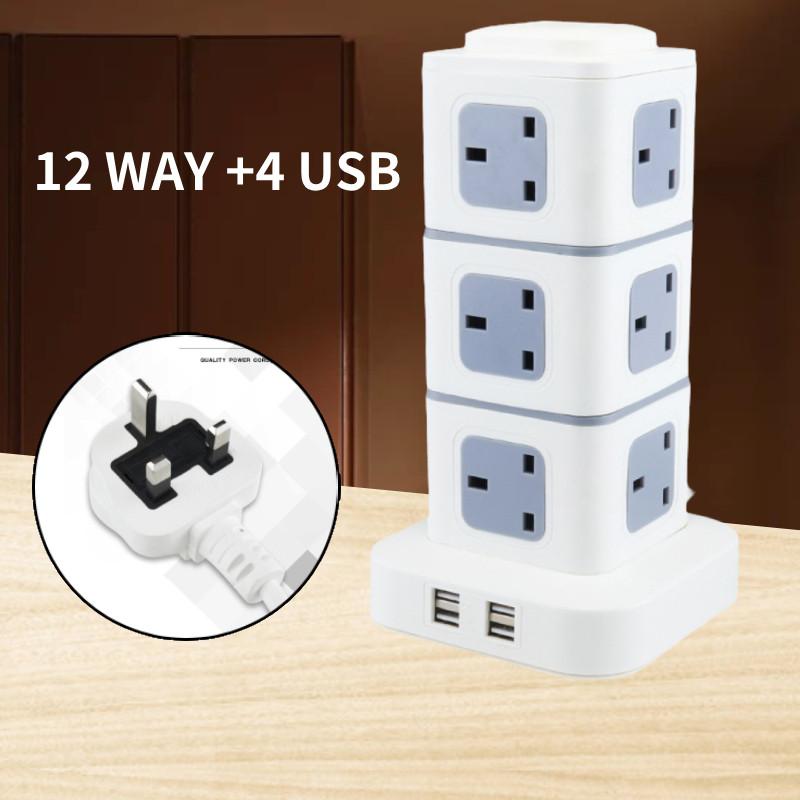 Reliable Uk Standard Vertical Power Strip With Multiple Usb Ports For Home And Office Use