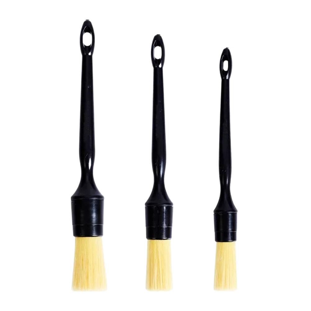 Car Exterior Interior Detail Brush Boar Hair Bristle Brushes for Car Cleaning Auto Detail Tools Dashboard Cleaning Brush 3pcs