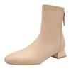 French Small Short Boots Women's Thick Heel 2025 New Autumn and Winter Women's Boots Medium Tube Low Heel Square Head Thin Boots Women's Leather Boots