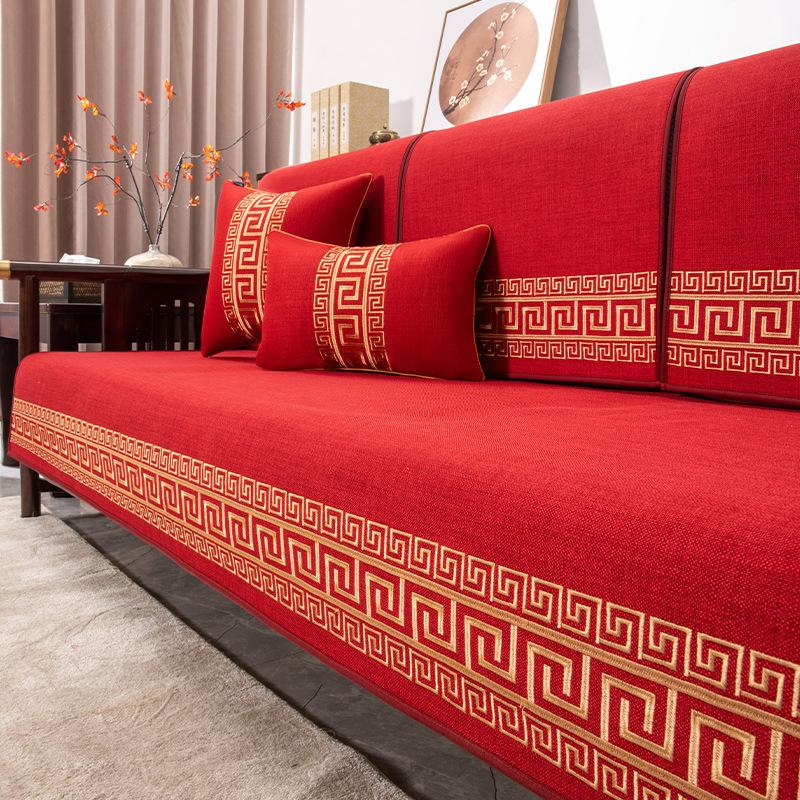 New Chinese Sofa Cushion Non-Slip Sofa Cover Four Seasons Universal Sofa Cover Cover Embroidery Cushion