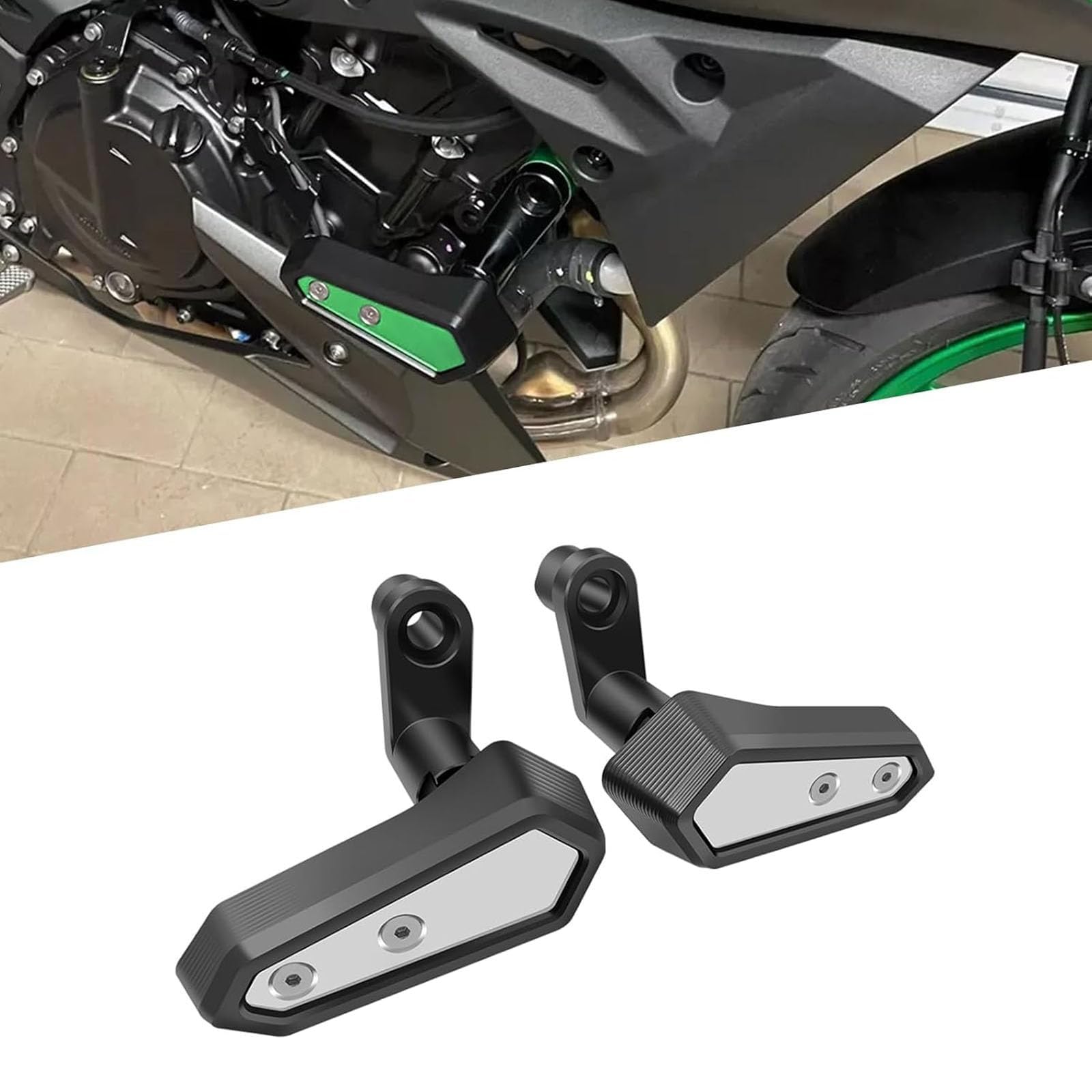 

HJSYYDS Motorcycle Frame Sliders for Ninja 400, Z400 SE, Engine Protection Guard Cover, Fall Protection (Silver) [Parallel Import]