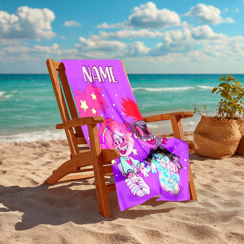 Personalized customized proof beach towel with Trolls pattern - soft, absorbent,quick-drying,perfect swimming,camping&bathing