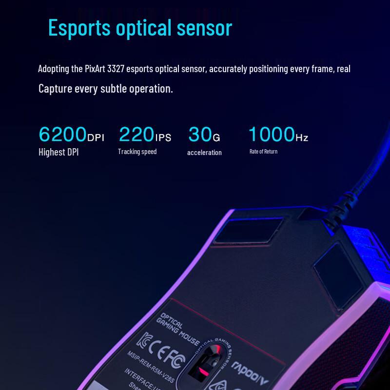 Rapoo V28S Wired RGB Gaming Mouse
