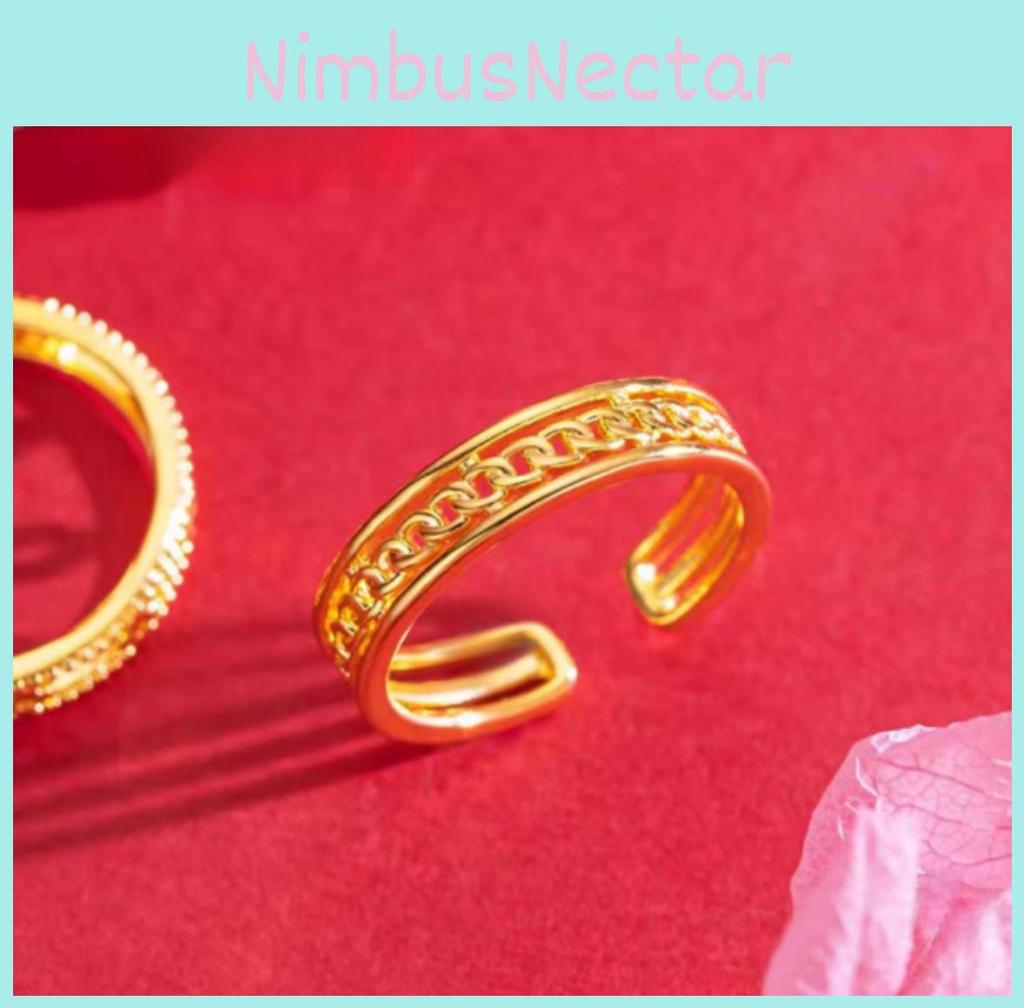 Stylish Geometric Interlocking Open Ring Crafted From Brass Gold Plated For Trendy Women