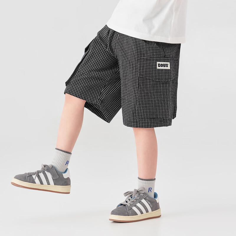 Boy's Plaid Loose-Fit Cotton Cargo Shorts