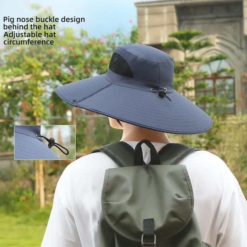 1PCS Sun Protection Hat Men's Summer Sun Hat Outdoor Fishing Hat Big Brim Climbing Bucket Hat UV Protection Sun Hat