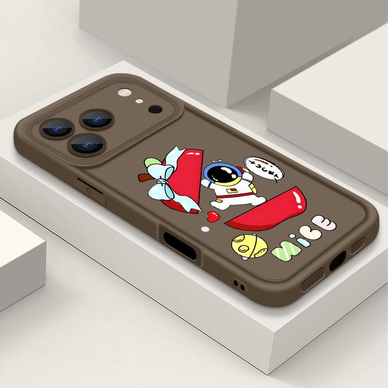 Cartoon Astronaut Patterned Soft Phone Case For iPhone 17 Pro Max 17e 16 15 14 13 Pro Max 16e 11 Shockproof Silicone Back Cover