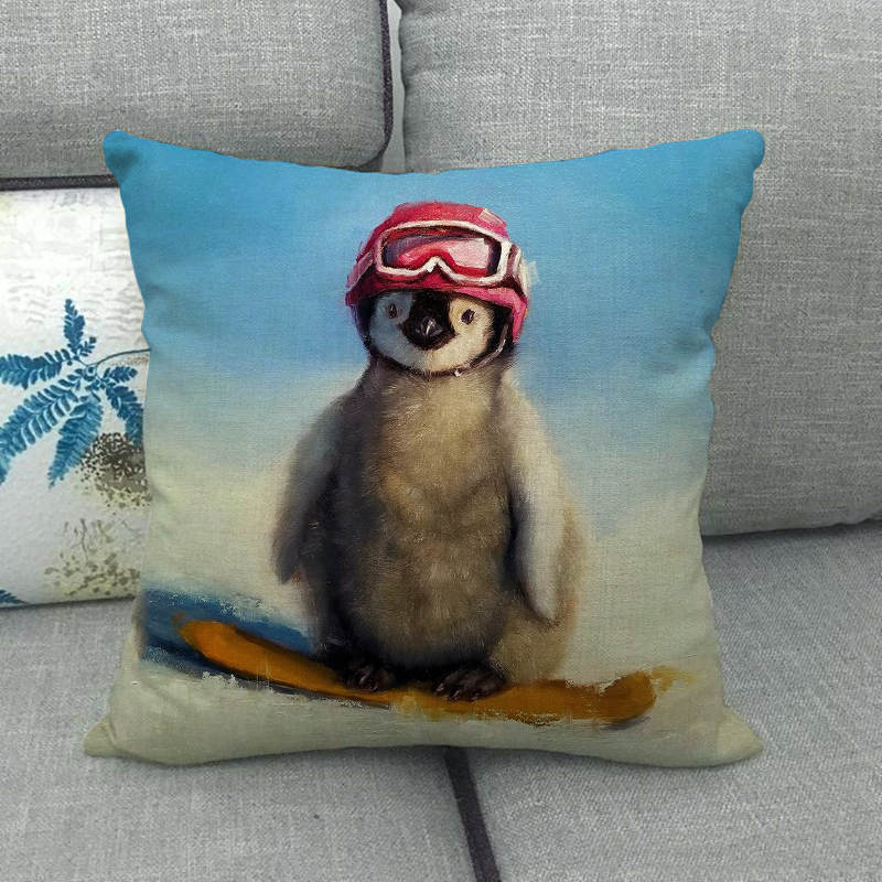 Oil Painting Of Animals - Pigs And Sheep Digital Printing Short Plush Pillow Covers For Car Sofa Office Cushion Cover Home Goods