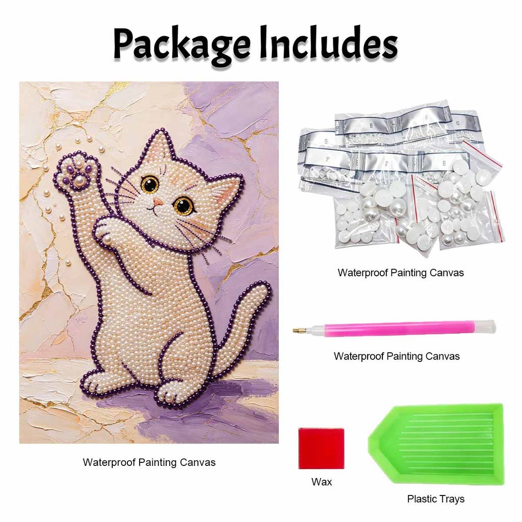 Animal Series Pearl Painting Cat Diy Handmade 5D Highvalue Hanging Living Room Decoration Painting.