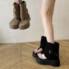 Fashion toe cool boots cover boots summer 2025 new fashion round head personalized herringbone Roman sandals