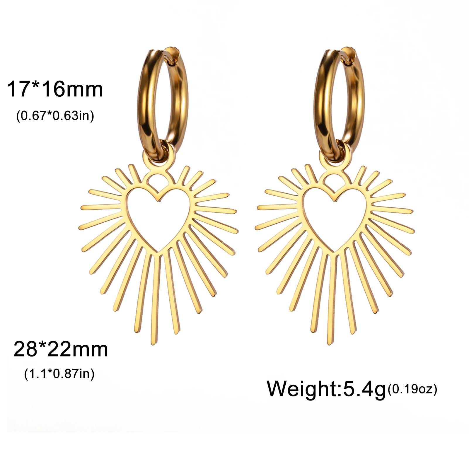 

Heart Sun Pendant Women s Earrings Stainless Steel Gold Color Hoop Earring Fashion Wedding Jewelry Mother s Day Gift