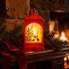 Vintage Style Mantel Lighting Christmas Lantern Night Light, Rectangular Glowing Tabletop Decor for Storytelling Scene Light Party, Flameless