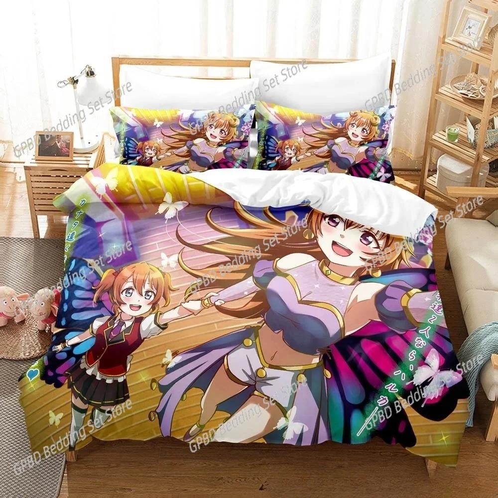 

Fashion Kawai Love Live! Beding Set 3D Printed Suitable for Bedrom Soft Duvet Cover Set With Pilowcases Children Kids Home Textile 135*200cm Eu-Single