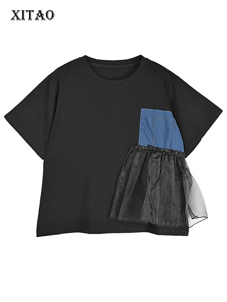 

Xitao Свободные марлевые лоскутные футболки, модный женский новый топ GJ1035