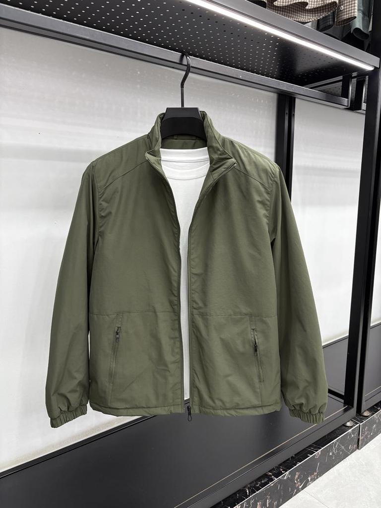 Men's Warm Velvet Jacket - Thick Stand Collar, Windproof, Solid Color Winter Coat for Middle-aged and Young Men.