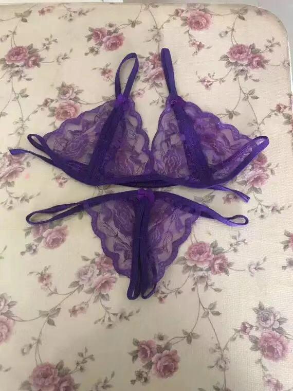 Night Fragrance Lace Lingerie Set: Open Crotch, Sheer, and Seductive Two-Piece