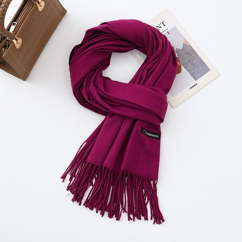 Cotton Solid Color Scarf for Women Winter Warm Wool Cashmere Scarf Autumn and Winter Women's Shawl Scarf Korean Style Atmosphere
