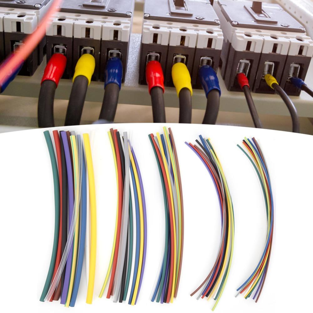 55 PCS 2:1 Ratio Heat Shrinkable Tube Polyolefin Colorful Heat Shrink Tubing Kit Durable 5 Sizes Shrink Wrap Tubing