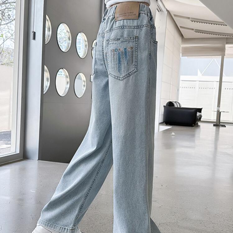 Tencel Jeans Wide Leg Pants Straight Tube Loose Summer Thin Pants Casual Ice Silk Pants