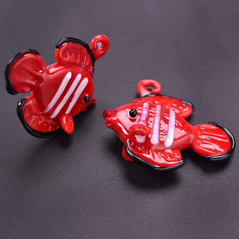 2pcs/Lot Fashion Ocean Animal Glass Tropical Fish Charms For Jewelry Making Earrings Necklace Pendant DIY Sea Clownfish Pendants