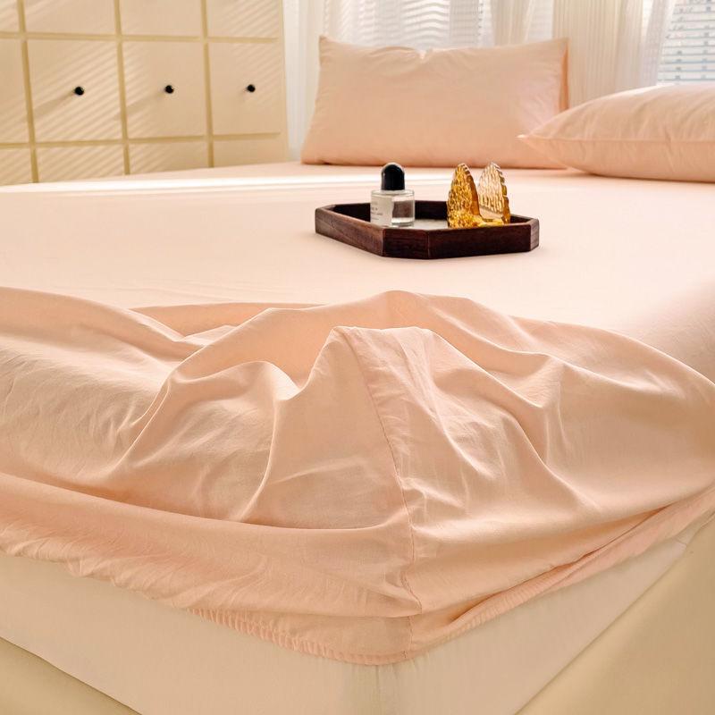 Japanese Style Washed Cotton Striped Bed Sheet Three Piece Set, Full Coverage, Non Slip Single Piece, Simmons Mattress, Dust