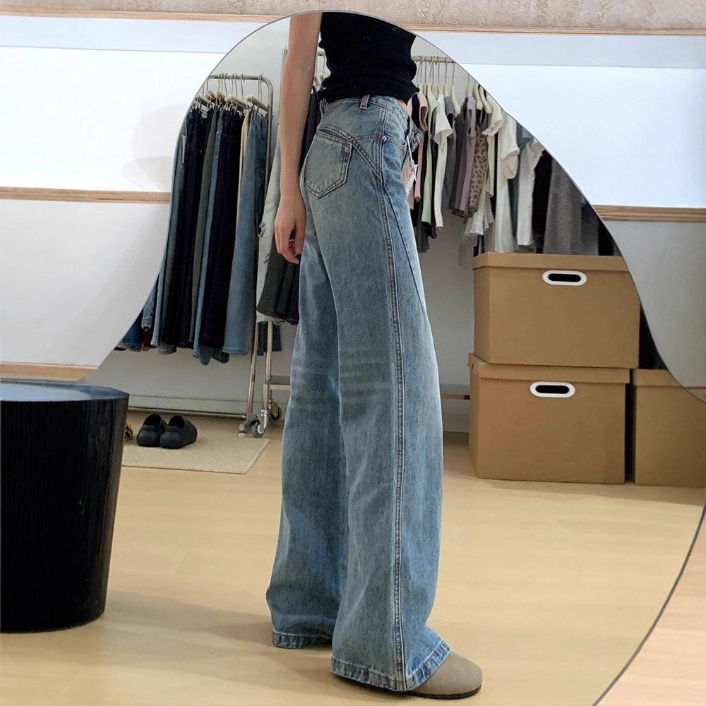 Women's 2025 American Retro Low-Waisted Micro-Flare Jeans - Loose, Slim, Straight Leg, Floor-Length