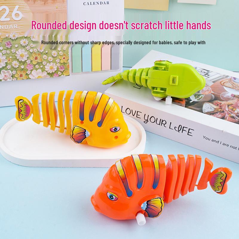 Wind-up Wiggling Fish Toy for Children - Fun Spring-powered Cartoon Animal Gift.