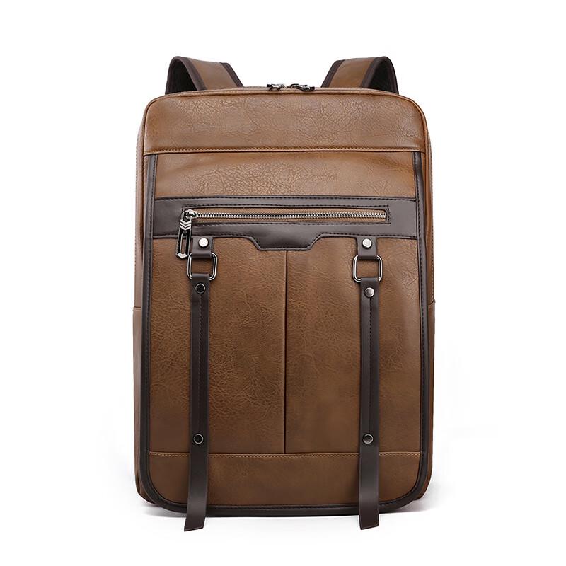 Li Shen Men's Soft Leather Laptop Travel Backpack