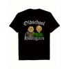 Herren Vintage Grafik-T-Shirt mit Oldschool Hooligans Cartoon-Print, kurzärmelig, Rundhalsausschnitt, Baumwollmischung, lockere Passform für lässigen Streetwear-Stil