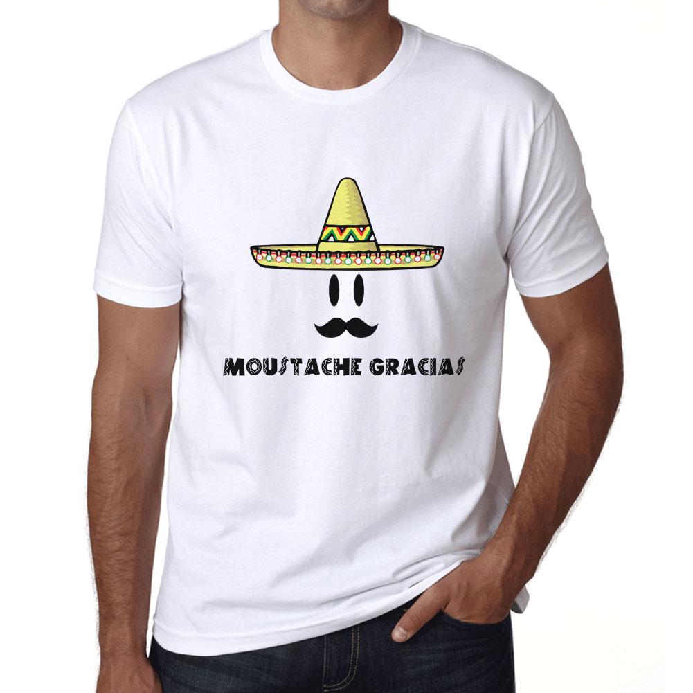 ULTRABASIC - Homme T-shirt Graphique Moustache Gracias Lettres Imprimes