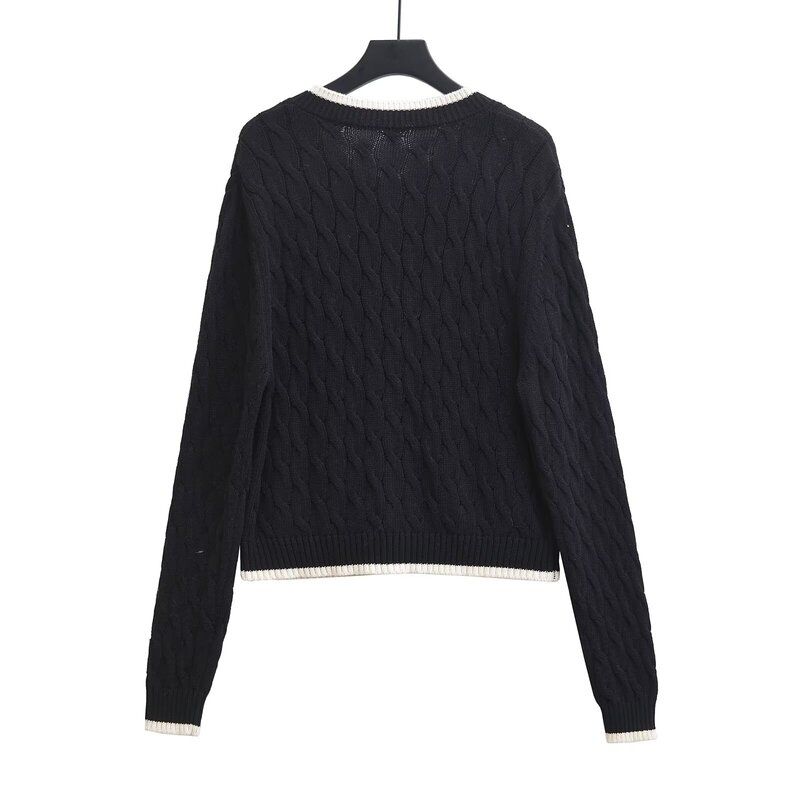 Fashion Wind 2024 New Fall Women's Clothing Stylish Long Sleeves Basic Button Twist Knitting Cardigan 1258776