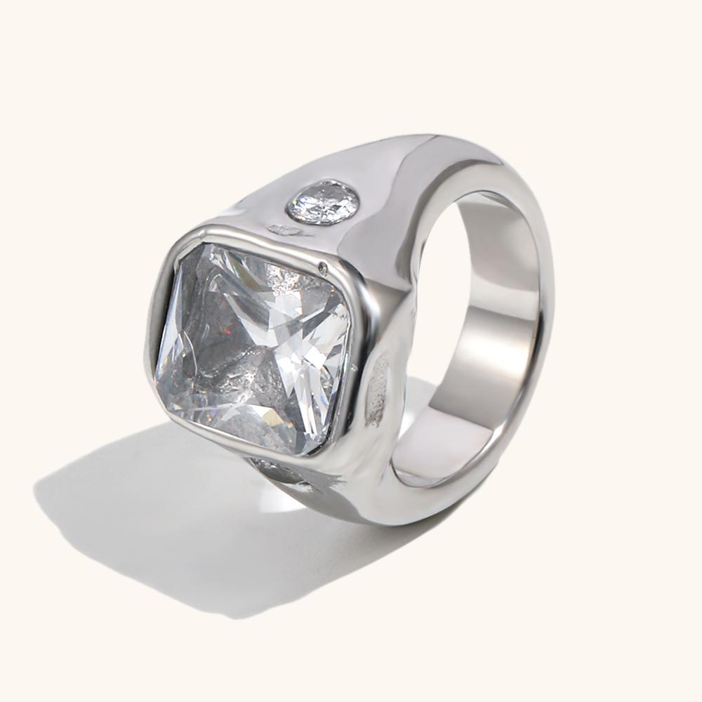 

La. Muses Luxury Shiny Round Zircon Irregular Stainless Steel Women s Ring PVD Gold Plated Fashion Jewelry Accessories 8