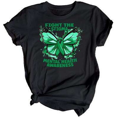 Damen Schmetterling Psychische Gesundheit Bewusstsein T-Shirt Top Angst Emotionales Geschenk #MHA