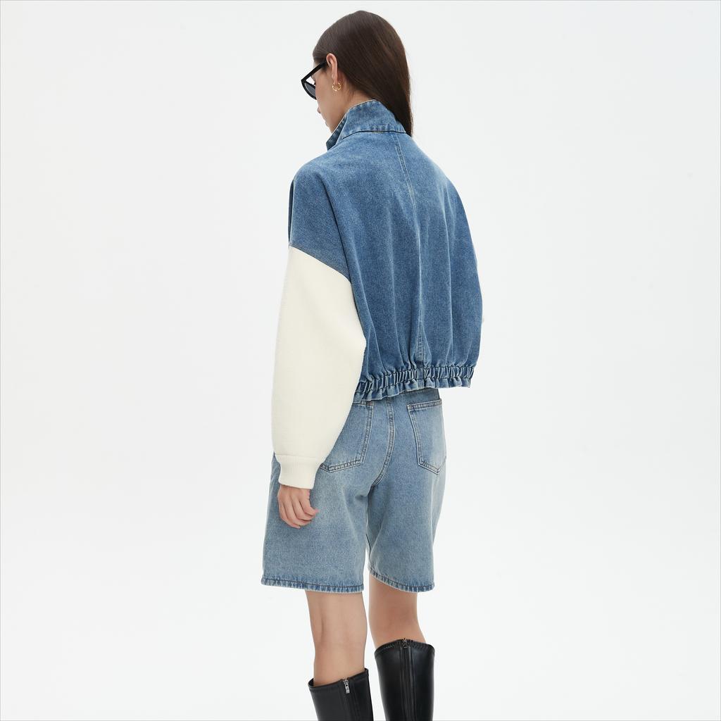 DIMANAF 2025 Autumn New Women Short Jacket Zipper Sweaters Coat Patchwork Coat Knitting Pockets Sweater