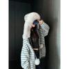 Korean Style Warm Knitwear Cardigan Chic Fashion Faxu Fur Hooded Knitted Sweater Chic Solid Elegant Long Sleeve Coat