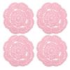 Uxcell Crochet Doilies, Cotton Woven Coasters, Lace Round Handmade Coasters with Floral Patterns for Wedding Party Decorations, Pink, 100mm, 4 Pieces