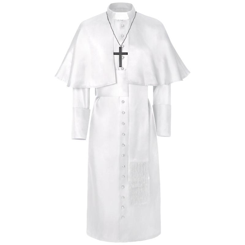 Medieval Priest Costume: Solid Color Clergy Robe & Cloak for Halloween & Christmas